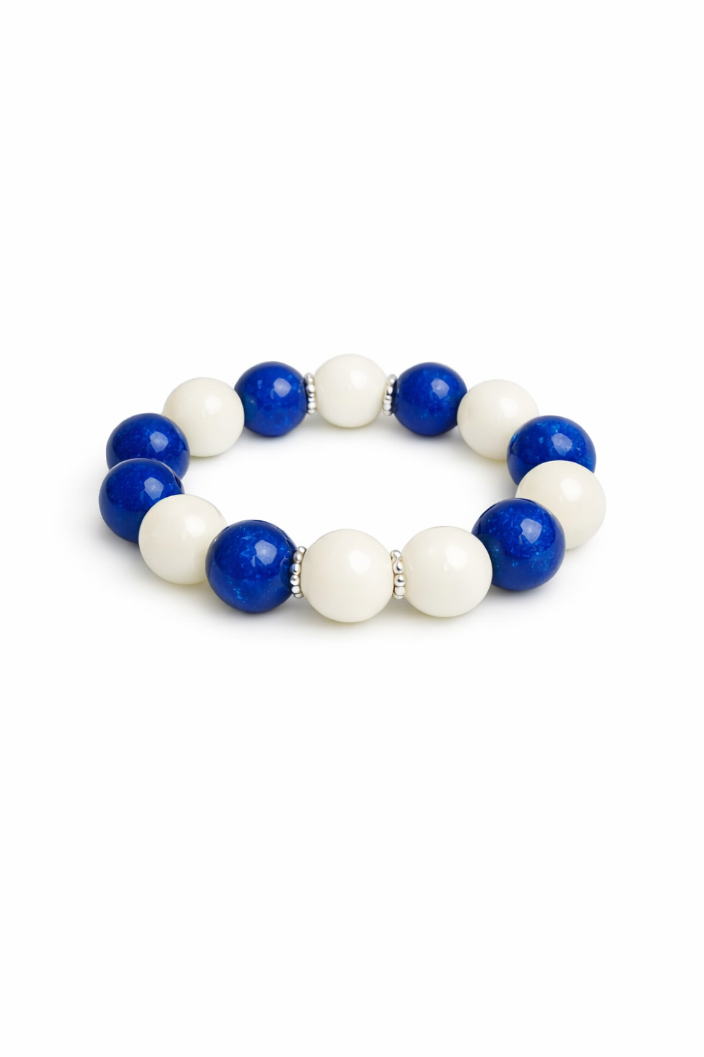 Lapis Lazuli × Tridacna Harmony Bracelet (Silver‑Tone)