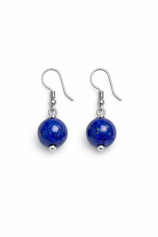 Lapis Lazuli × Tridacna Harmony Earrings (Silver‑Tone)